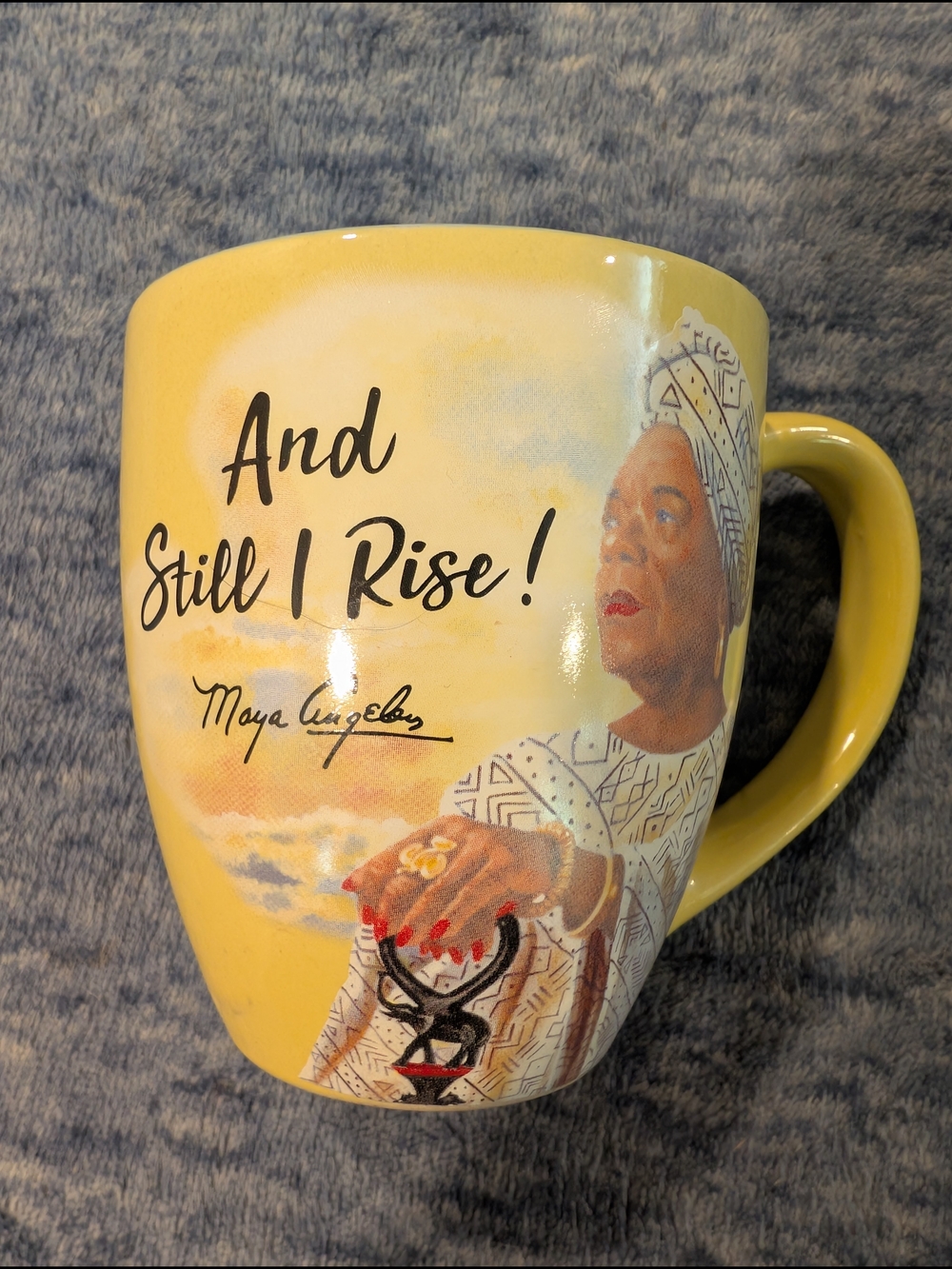 NWOT Inspirational Yellow Coffee Mug with 'And Still I Rise' Quote